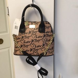NWT Betsey Johnson black and tan purse